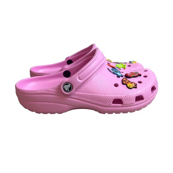 Crocs Pink Slip On With  Jibbitz Charms  Slippers Sz  8M/10W - Picture 4 of 7
